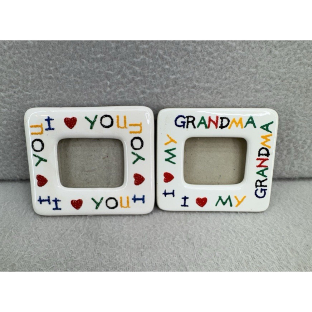 VTG I Love My Grandma & I Love You Mini Picture Frame Magnets Lot 2 READ